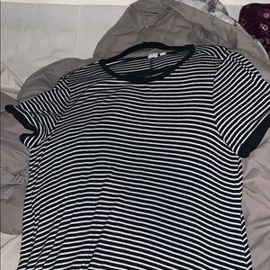 Black and white striped short sleeve dress